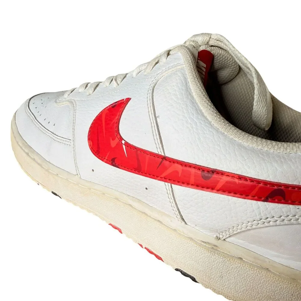 Nike Men’s Sneakers Size 14 Court Vision Low Swoosh Print White Red Camo